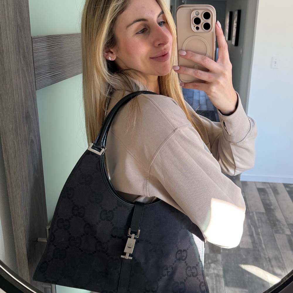 Vintage Gucci Canvas Jackie Shoulder Bag